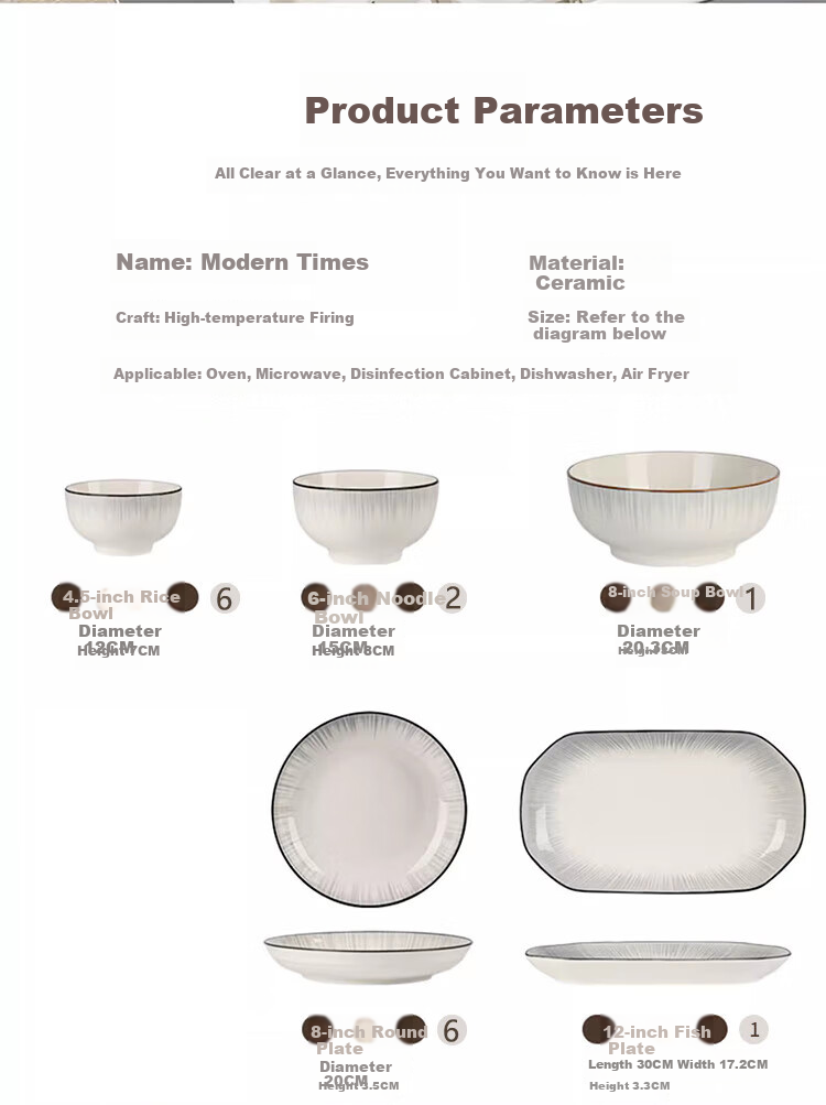 Hechuanwu Bowl And Plate Set, Japanese Style Household Use, 36-Piece Ceramic Tableware Set, High-Temperature Underglaze Color Dinnerware Gift Box, Housewarming Gift 12