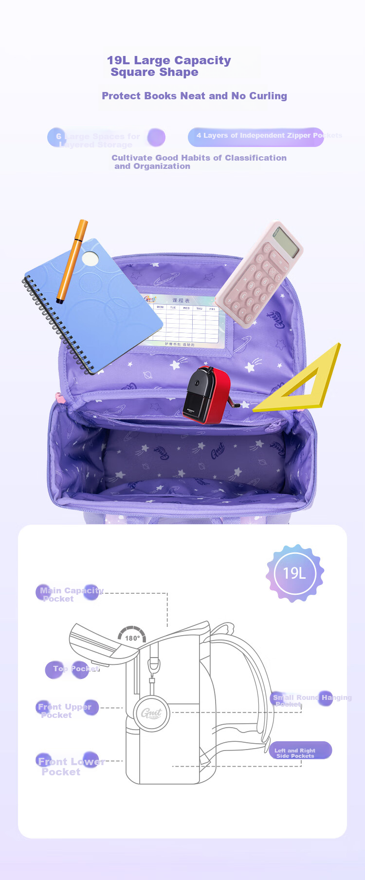 Gmt for Kids Backpack, Lightweight Spine-Protecting Schoolbag with Large Capacity, for Primary School Students, Boys And Girls in Grades One to Three, Small Size with Ice And Snow Princess Desig 5