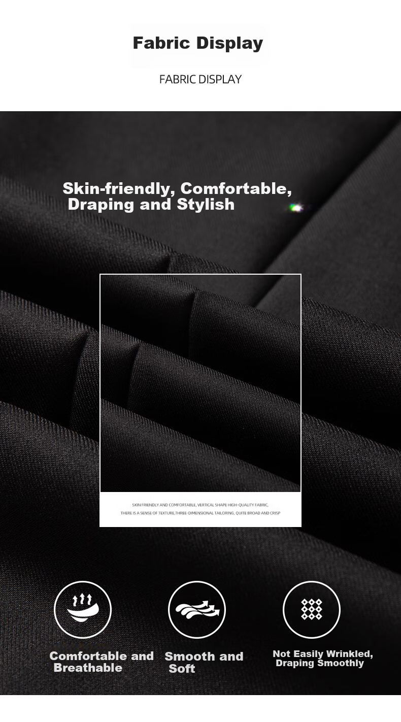 ROMON Wrinkle-Free Dress Pants for Men, Straight-Leg Stretchy, Spring And Autumn 2026, Middle-Aged And Young Business Workwear Style Professional Trousers, Black, Size 31 3