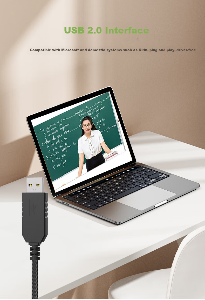 SaLaR E810 English Speaking And Listening Exam Headphones, Over-Ear, for Middle School And College Entrance Exams, Recording And Repeating Function, Human-Machine Dialogue Earphone with Microphone, USB Interface, Dual-Use Type-C Port, White Color 5