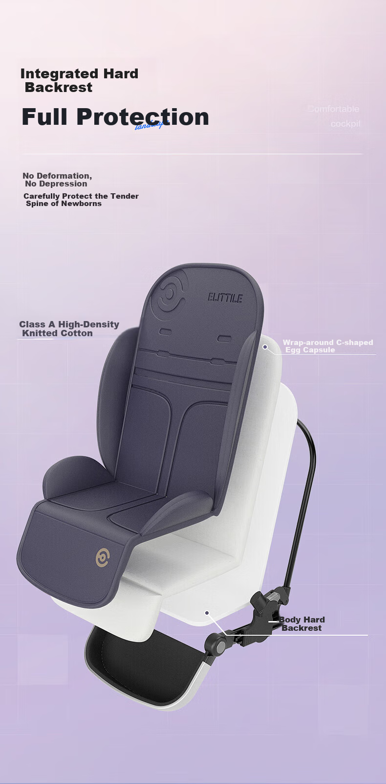 Elittile Stroller, Reversible, Lightweight, High-View, Can Sit Or Lie Down, Baby Walking Aid, EMU Luoyingrou 22