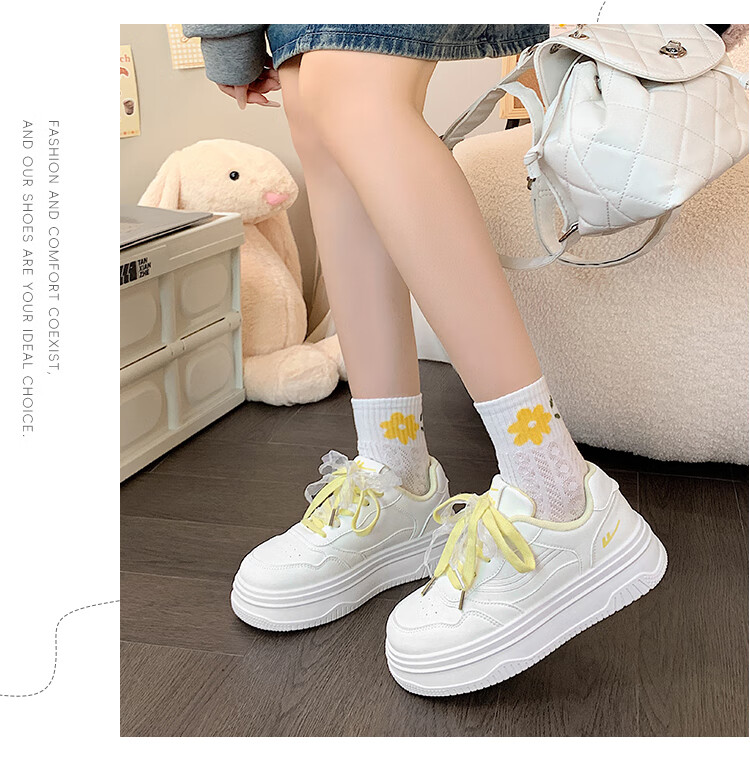 Warrior Women's Fresh Style Casual Platform White Sneakers, Pink White, Size 38 10