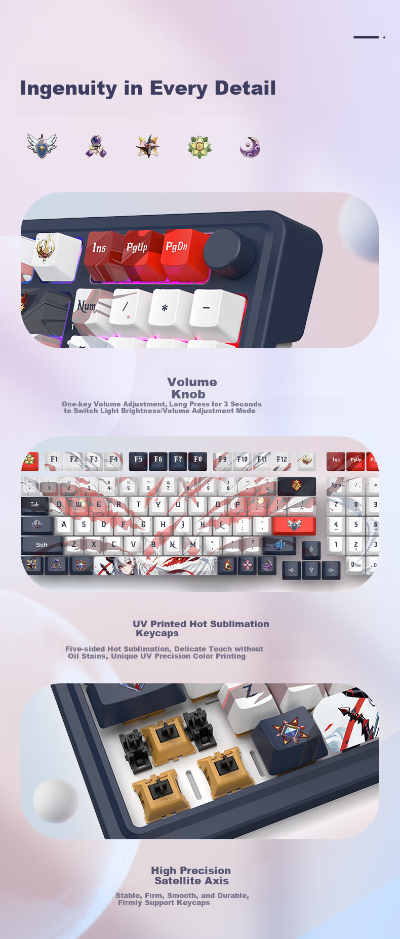 REDRAGON KS99 Custom Mechanical Keyboard, 98-Key Gaming Keyboard, Wireless Tablet Keyboard, New Year Gift, Blackberry Pink Gradient - Thin Lemon Switch 17