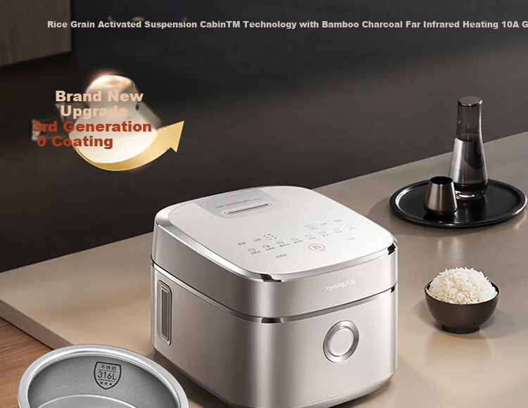 Joyoung Space Series Home Use 2024 Model, 0 Coating 4L Uncoated Rice Cooker, 316L Stainless Steel Inner Pot, Electric Rice Cooker 40N1U 3