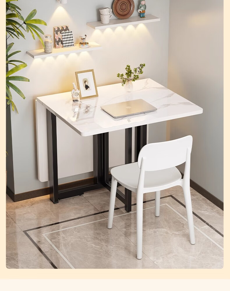 Chibailun Foldable Table for Home Use, Small Apartment Dining Table, No Installation Required, Simple Eating Table, Multifunctional Three-Fold Table for Rental Apartments 3