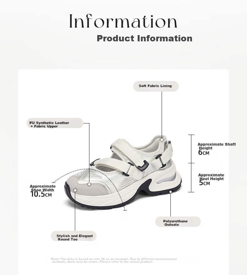 DAPHNE Thick-Soled Casual Sandals for Women, Summer 2025 Heightening Dad Shoes Versatile Breathable Sneakers, Gray And Silver, Size 37 4