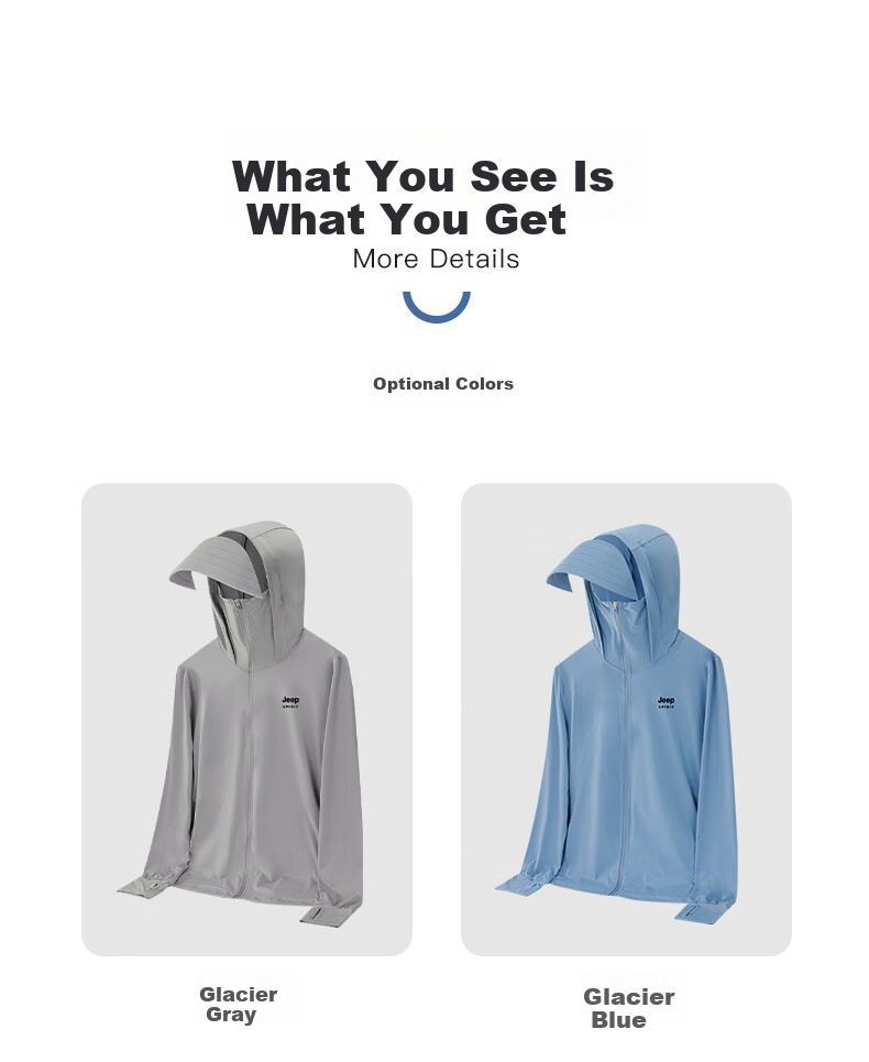 JEEP SPIRIT Sun Protection Jacket for Men, Summer Ice Silk Quick-Dry Skin Coat, UPF50+, Lightweight Breathable Sports Outerwear for Men, Glacier Gray 3XL 7