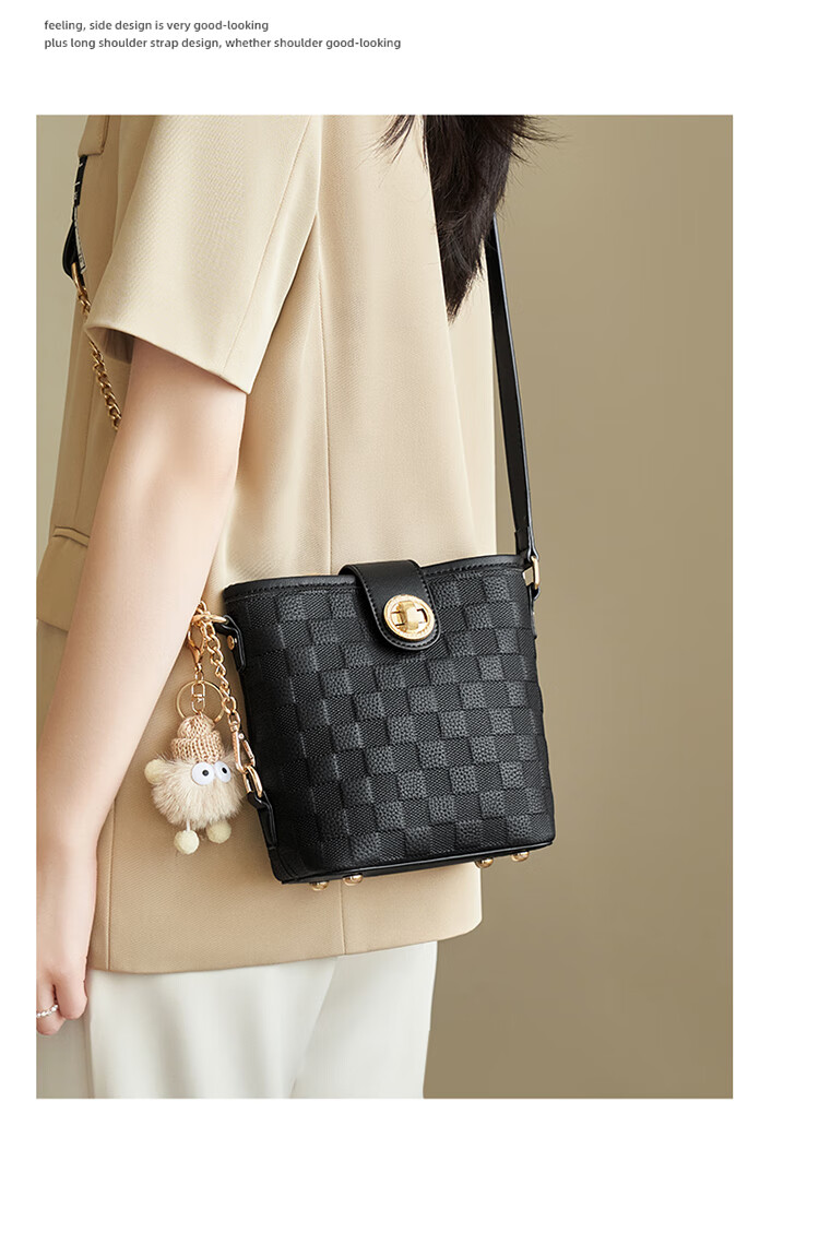 Aokang Women's Handbag, Cowhide, Trendy Diamond Pattern Bucket Bag, Light Luxury Crossbody Shoulder Bag, Birthday Mother's Day Gift for Mom Or Wife 11