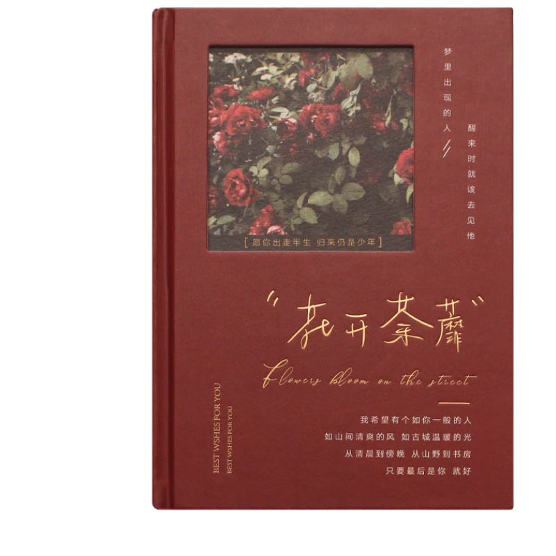 Ziyi Vintage Horizontal Line Notebook Hollow Diary Student Journal Thick High-Quality Hand Account Stationery Gift Flower Bloom Tea Mi SZB66-1