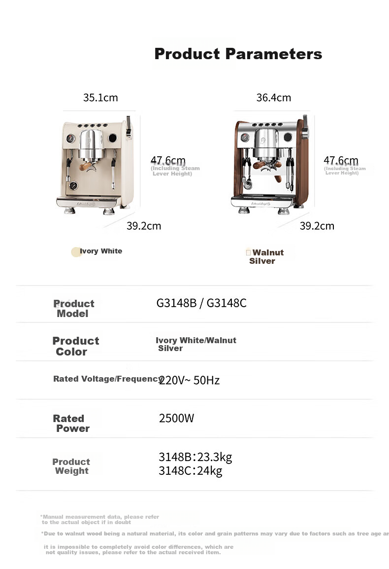 GEMILAI Yinsha G3148C Coffee Machine, Home And Commercial Semi-Automatic Coffee Maker, Small Appliance for Americano And Espresso, Dual Boiler, Rotary Pump 16