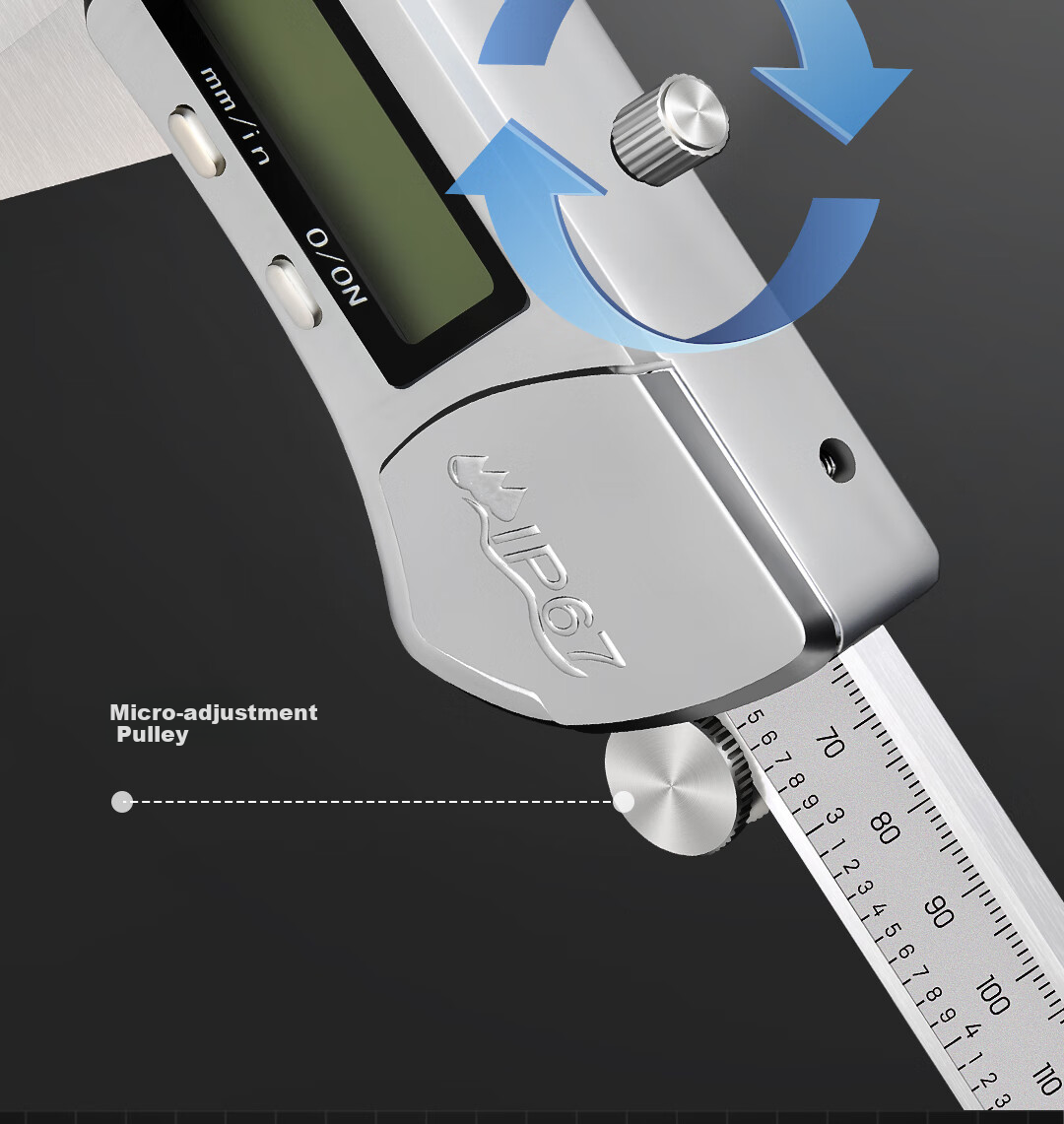 Deli Zinc Alloy Professional Digital Caliper with Stainless Steel Waterproof High Precision Vernier Laboratory Absolute Origin + IP67 15