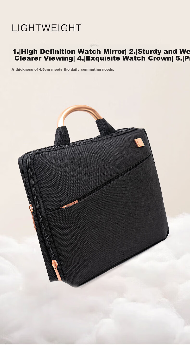 LEXON LEXON (LEXON) Business Ultra-Thin Laptop Bag for Women, Double-Layer Handbag, Notebook 15.6-Inch Briefcase 3