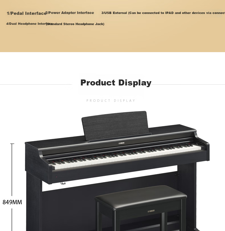 YAMAHA Upgraded YDP165R88-Key Weighted Hammer Adult Professional Exam-Grade Upright Digital Piano 6