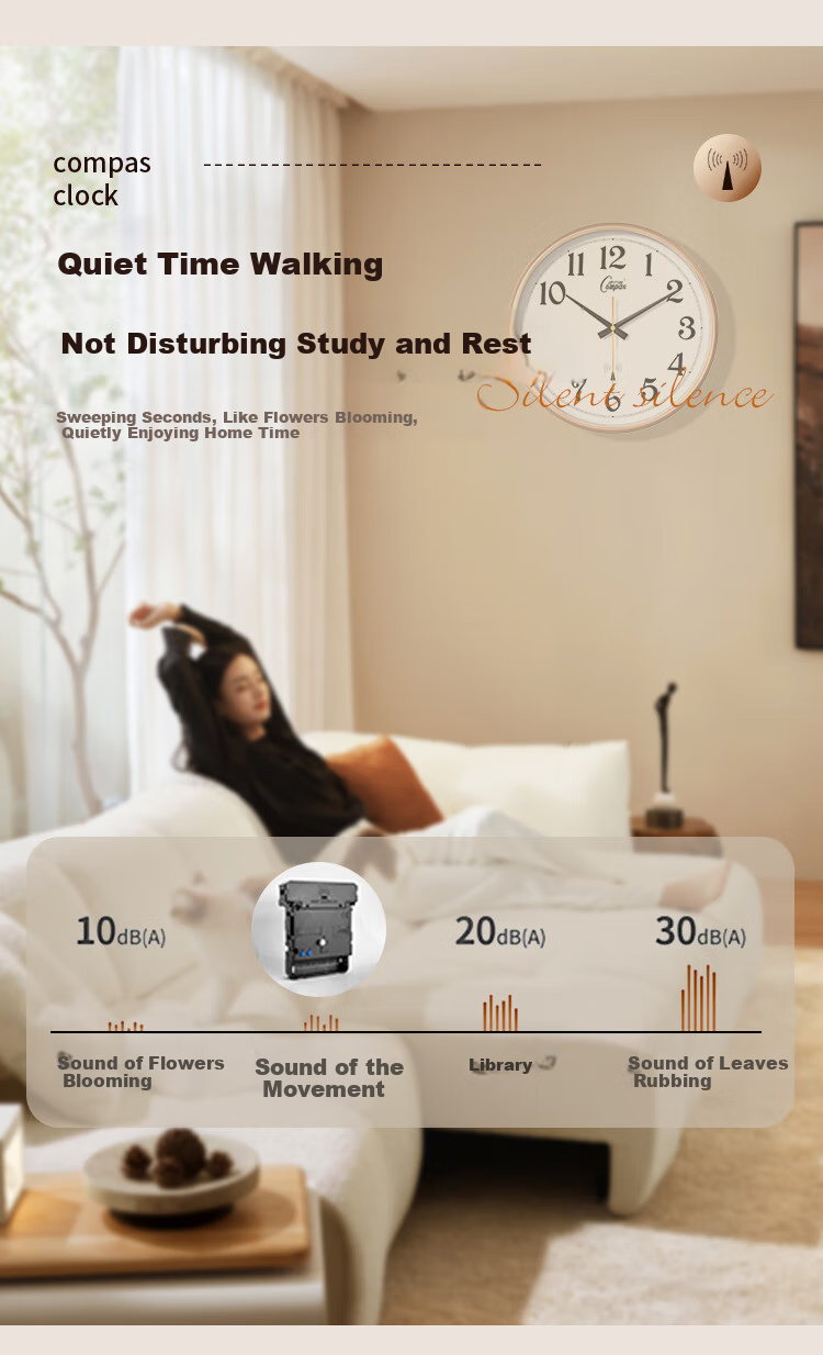 Compas Radio-Controlled Clock Automatic Time Synchronization, Quiet Wall Clock for Living Room, Exam Room Timepiece Wall-Mounted, 2734 Coffee Color 33cm 6