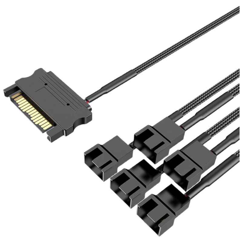 JEYI SATA 15Pin to Case Fan Adapter, 4Pin to 5-Pin Converter, S-FAN5