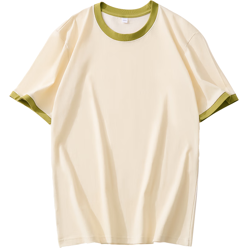 Yiershuang 100% Cotton Women's Short Sleeve T-Shirt Comfortable Skin-Friendly Color Block Basic Casual Top