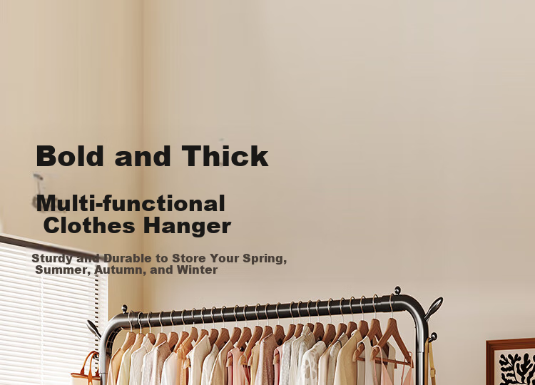 QIAONAMEI Floor-Standing Clothes Rack, Single Pole Hanger, Bedroom Coat And Hat Stand, Indoor Clothes Storage Rack, Quilt Drying Rod, 2678 1