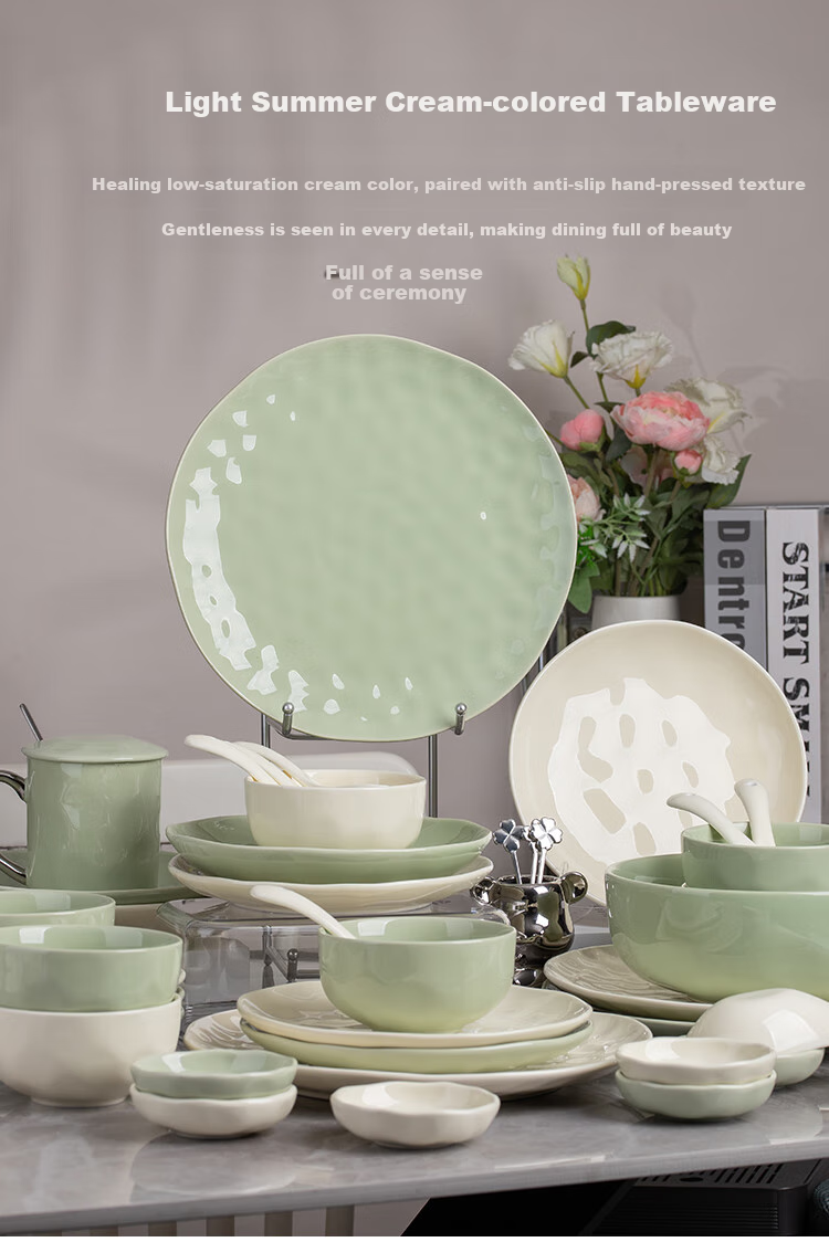 Banwushenghuo Cream-Colored Bowl And Plate Set for Home Use, 2026 New Stylish Tableware Set with Underglaze Color, Including Bowls, Plates, Chopsticks, Housewarming Gift 5