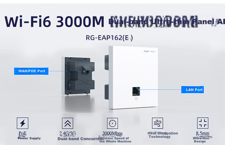Ruijie Home Whole-House WiFi 6 Router Gigabit Dual-Band 3000M Enterprise Wireless AP Panel AC+AP1 Drag4 Set RG-EG110G V2+RG-EAP162(E)*4 5