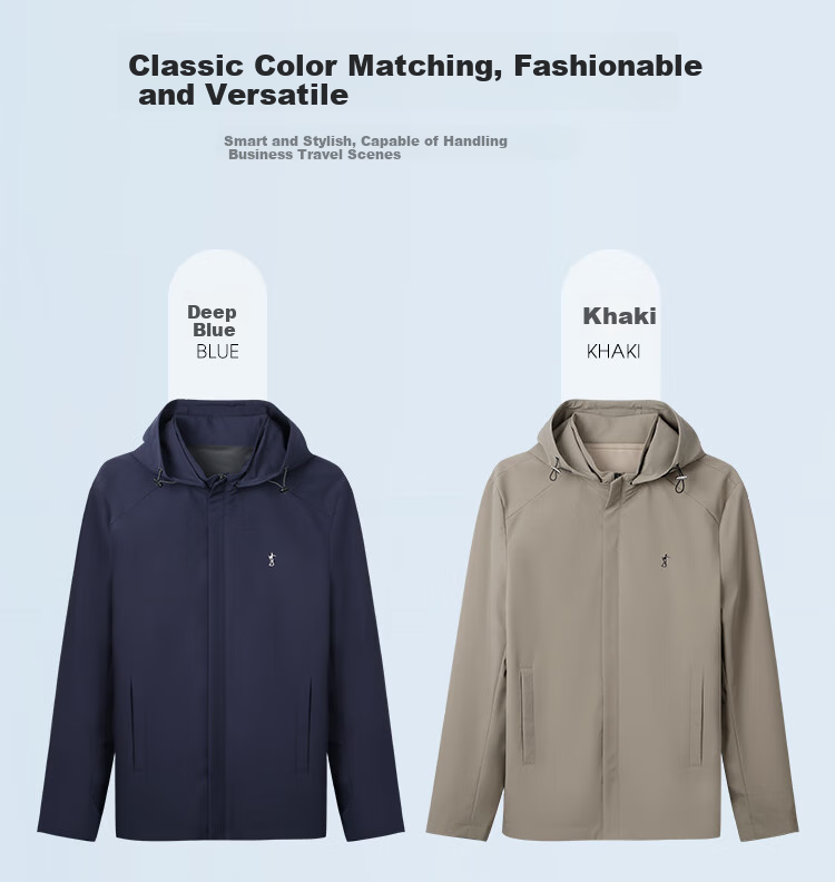 TRIES Men's Jacket, Spring 2025 New Outdoor Hooded Drawstring Embroidered Top, Casual Versatile Cardiga 8