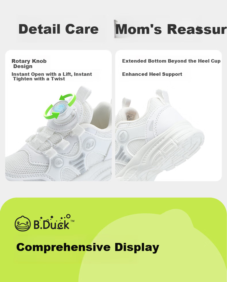 B.Duck Children's Sneakers for Boys And Girls, Sports Shoes for Students, White Casual Shoes for Kids, Versatile Running Shoes for School, 6963 White And Pink, Size 30 3