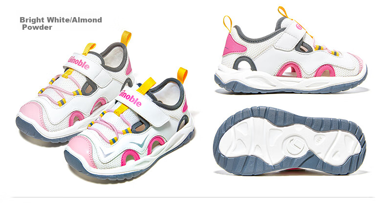 Ginoble Baby Walking Shoes, Summer Functional Sandals for Boys And Girls, Beach Shoes GW1743 Bright White/Almond Pink 4