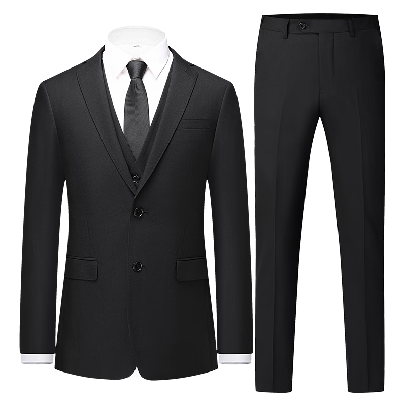 FIRS 70% Wool Men's Business Slim Fit Suit Set Trousers Wedding Groom Formal Wear