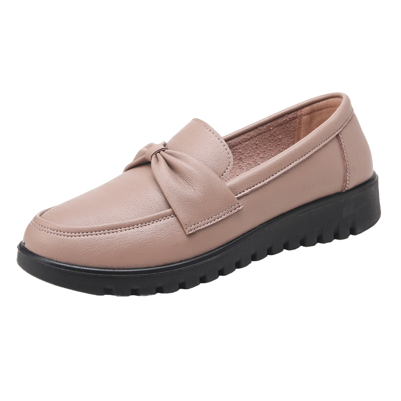 Huili Mom Shoes Spring And Autumn Elderly Women's Shoes Comfortable Soft Sole Non-Slip Leather Shoes Middle-Aged And Elderly 50-60 Years Old Flats 0050 Dou Sha 41