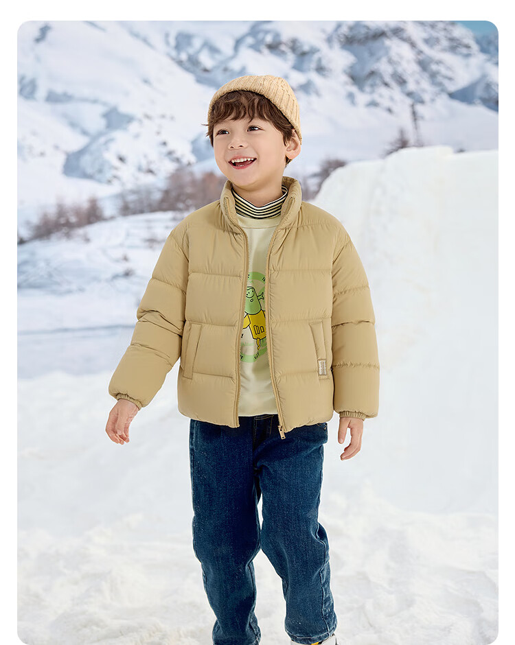 BALABALA Children's Clothing, Kids' Puff Down Jacket, Boys And Girls Baby 2025 New Winter Outfit, Parent-Child Matching Clothes, Stand-Up Collar Coat, Cute 8