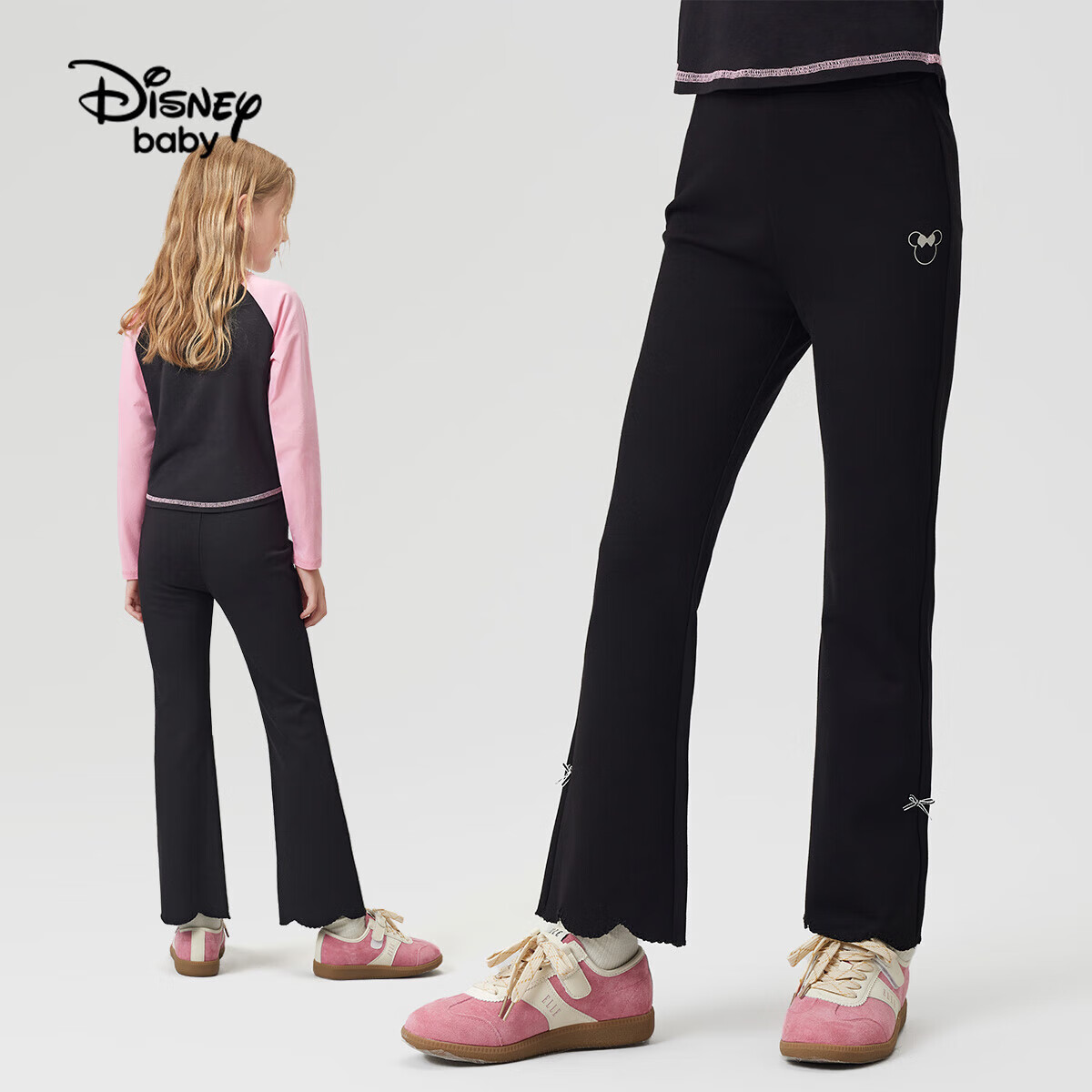 Детские леггинсы Disney Baby для девочек, весенние универсальные повседневные брюки для старших детей, черные, размер 110