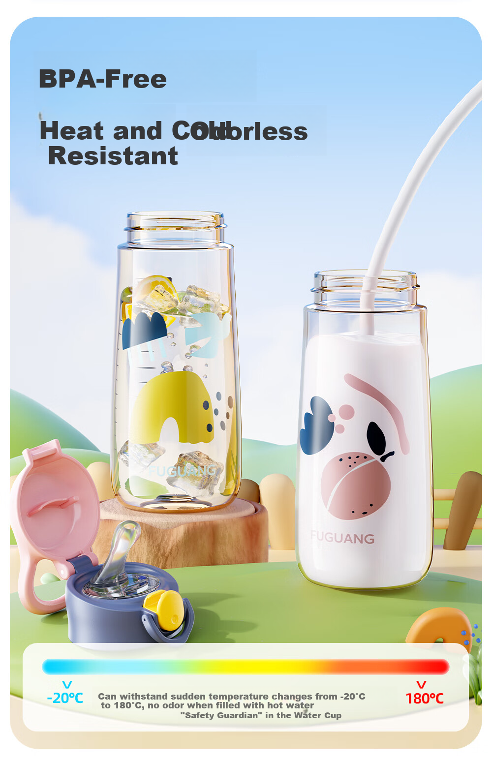 Fuguang Plastic Cup, Children's Water Bottle, PPSU Straw Cup, for Toddlers, Primary School Students, Pregnant Women, Infants And Kindergarten Children, 560ml 6