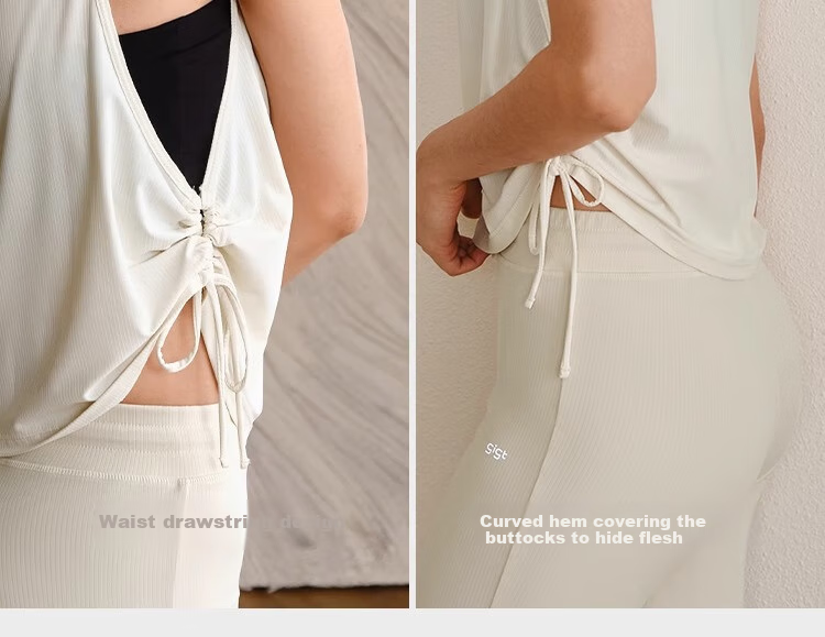 Gigt Drawstring Sports Tank Top, Tummy Control, Stylish, Loose-Fitting, Breathable, Sleeveless Fitness Wear, Yoga Top 45