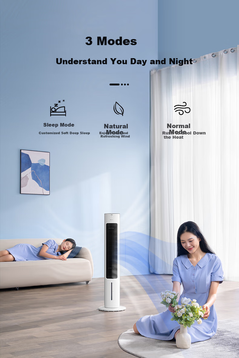 GREE [Powerful Cooling] Smart Voice-Controlled Air Cooler Fan for Home Use, Cooling Fan with Remote Control, Negative Ion Purification, Humidification, Temperature Reduction, Water-Cooled Fan KS-04X80Dg 8