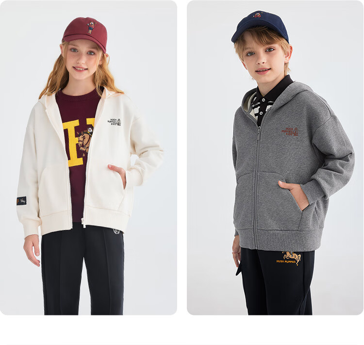 Hush Puppies Kids Knit Jacket Boys Big Kids Casual Hoodie Girls Hooded Sweatshirt Off-White 120 7