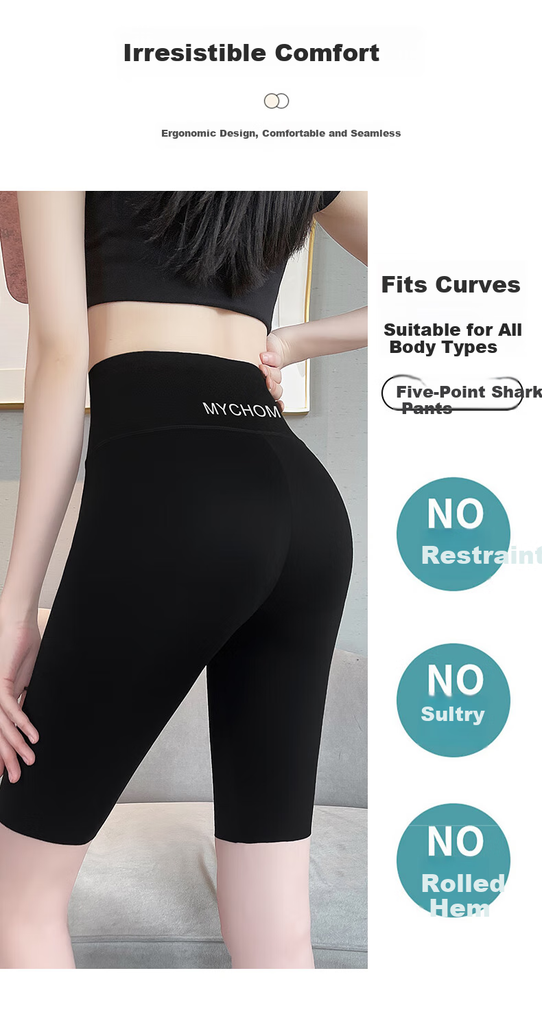 Langsha Women's Cycling Shorts with Tummy Control, Slim Fit, Lightweight, Anti-Chafing, Seamless Shark Leggings for Outdoor Wear 9