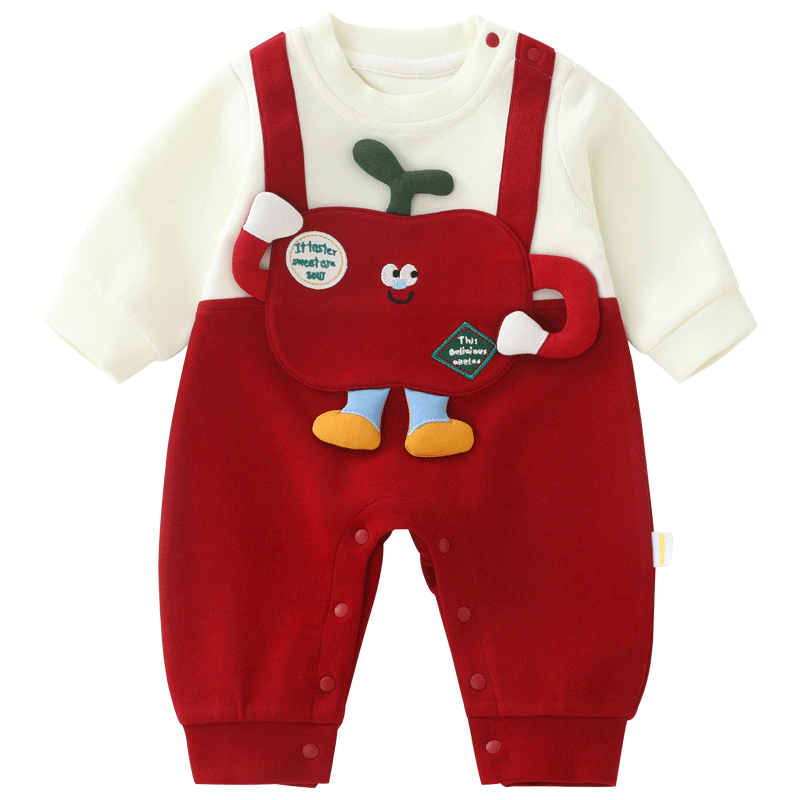 DUUDUU Baby Clothes Long-Sleeve Bodysuit, Spring And Autumn Season, Newborn Faux Two-Piece Cartoon Romper, Infant Onesie, Outdoor Wear
