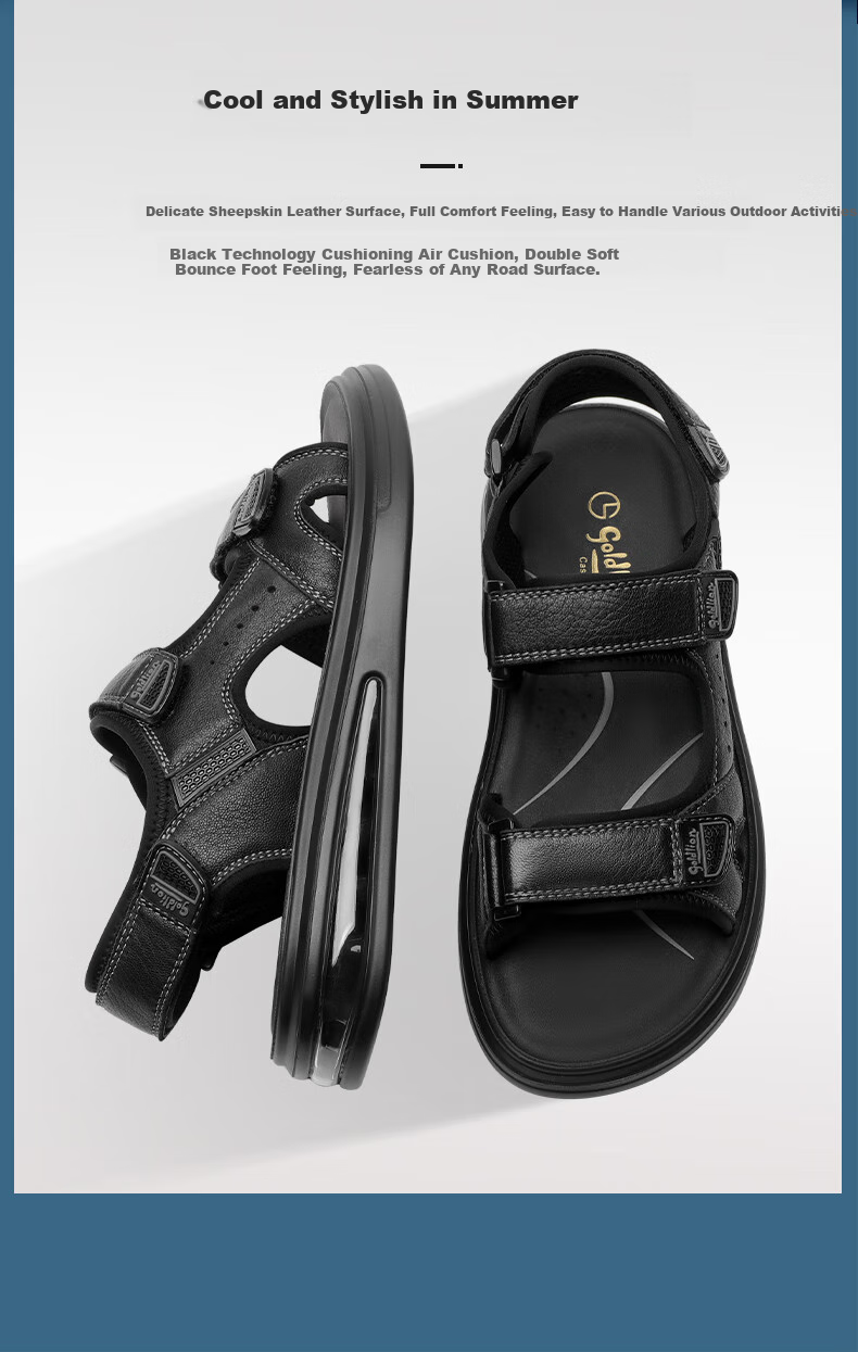 Goldlion Men's Sandals, Lightweight And Soft Casual Shoes, Comfortable And Durable Beach Shoes G596320255TRF Charcoal Gray Size 39 4
