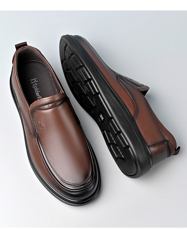 Spider King Casual Leather Shoes Men Spring Autumn Business Classic Comfortable Versatile Soft Sole Slip-On Black Size 42 17
