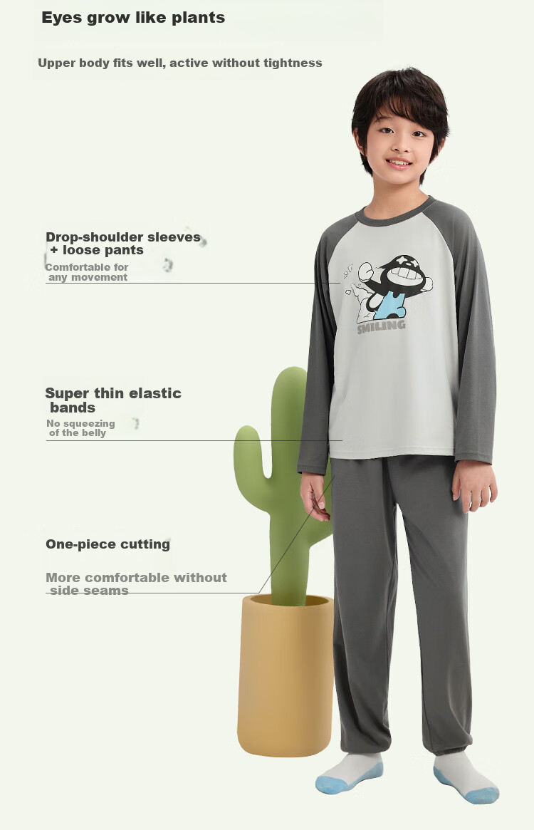 BALABALA Children's Pajama Set Autumn Boys' Loungewear Suitable for Outdoor Wear, Antibacterial And Mite-Resistant for Small, Medium And Large Kids 209325171101 4