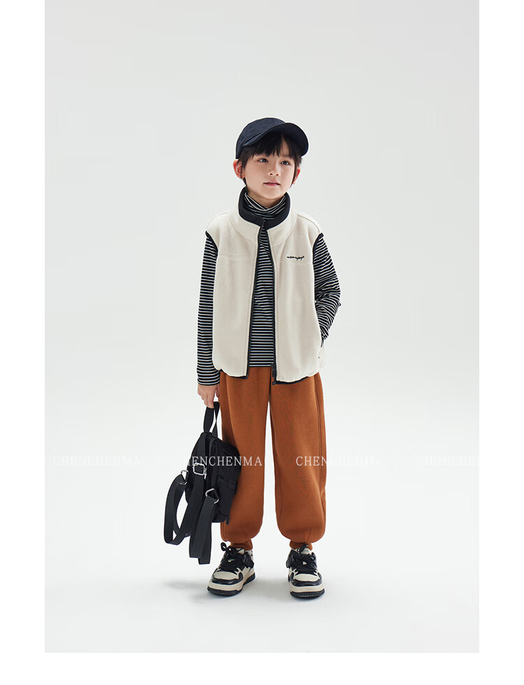 Chenchenma [Popcorn] Girls' Casual Pants, New Winter Style with Fleece Lining, Thickened All-In Warm Children's Joggers, 6837D 31