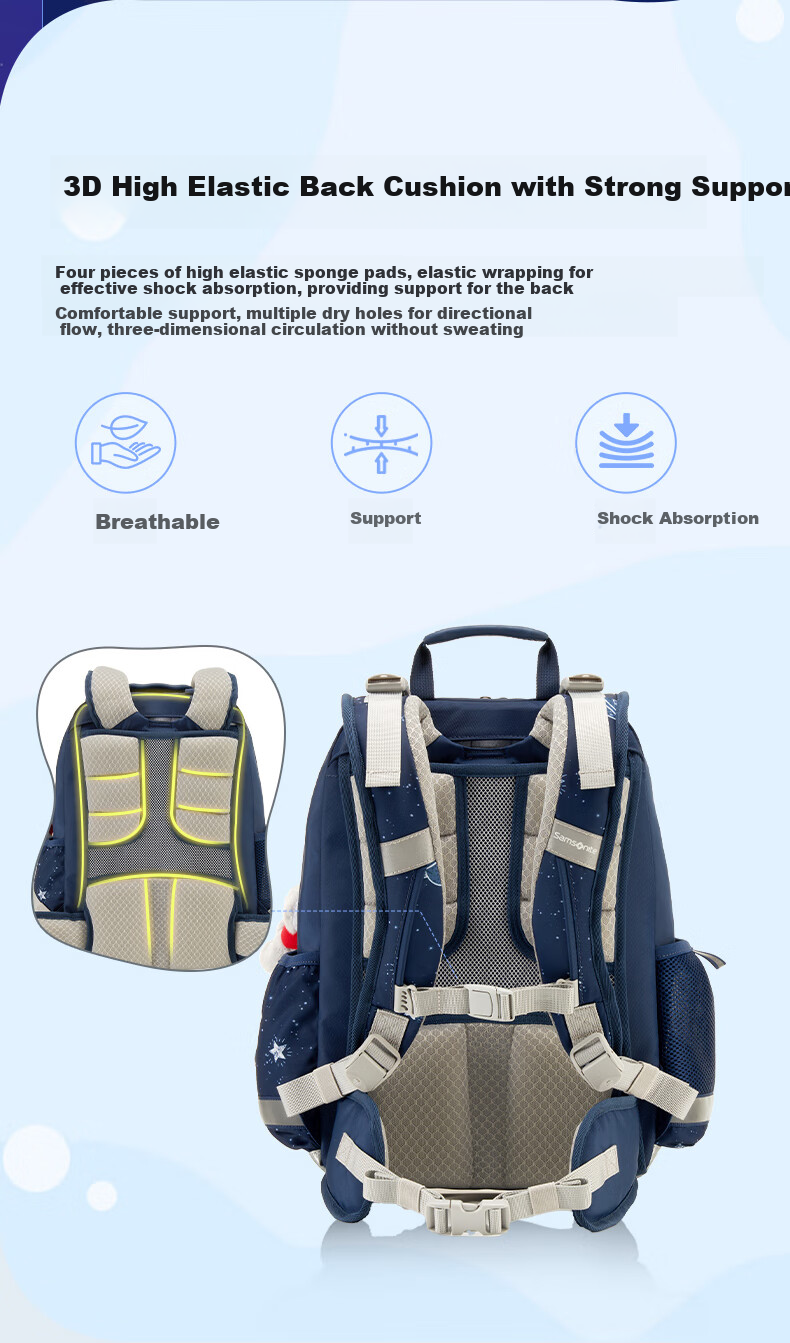 Xinxiuli Student Backpack for Grades 1-5, Children's High-End Antibacterial Lightweight Backpack, Boys' Large Capacity Stylish Schoolbag TU6 6