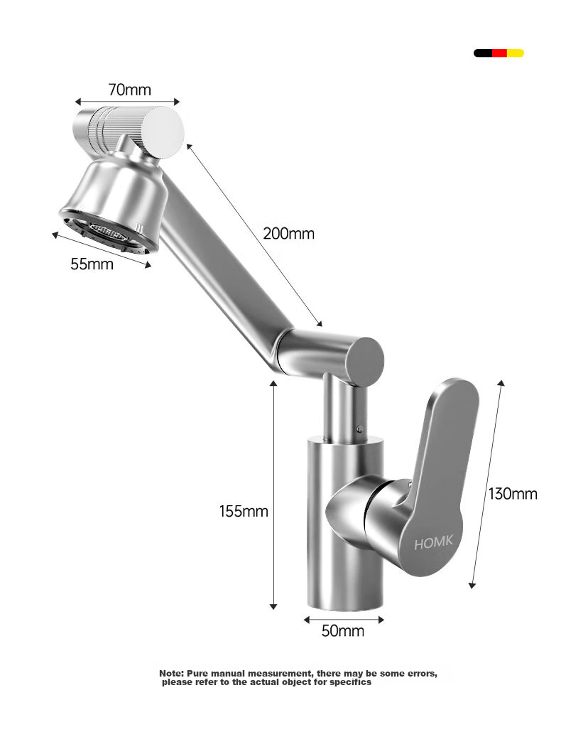 HOMK [Germany] All-Copper Faucet, Washbasin, Hot And Cold Mechanical Arm, Bathroom Sink, Basin, Faucet 4