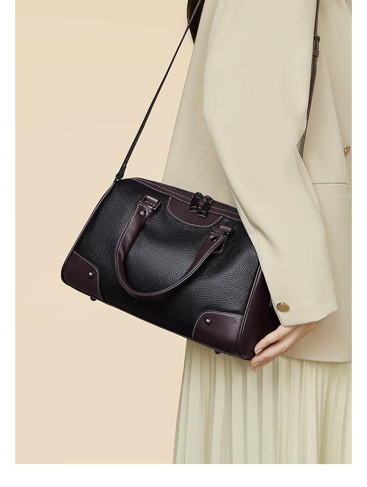 Laorentou Top-Grain Leather Women's Handbag, Large Capacity Tote Bag, Shoulder Bag, Crossbody Bag, Valentine's Day Gift 8