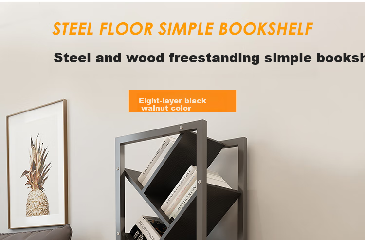 Shuaili Bookshelf, Floor-Standing Multi-Tier Storage Rack for Study And Living Room, Iron Frame Bookcase, 112cm Eight-Tier Black SL8118S 1