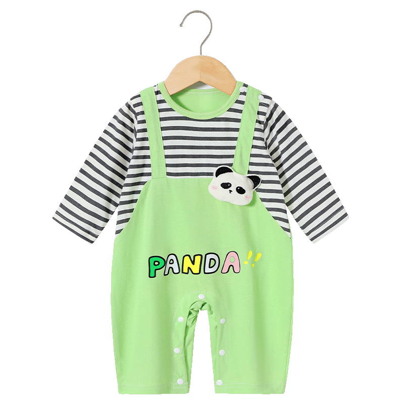 Badi Badi [Gift for Expectant Moms] Spring and Autumn Pure Cotton Infant Toddler Romper Unisex Baby Jumpsuit Colorful Panda 73cm