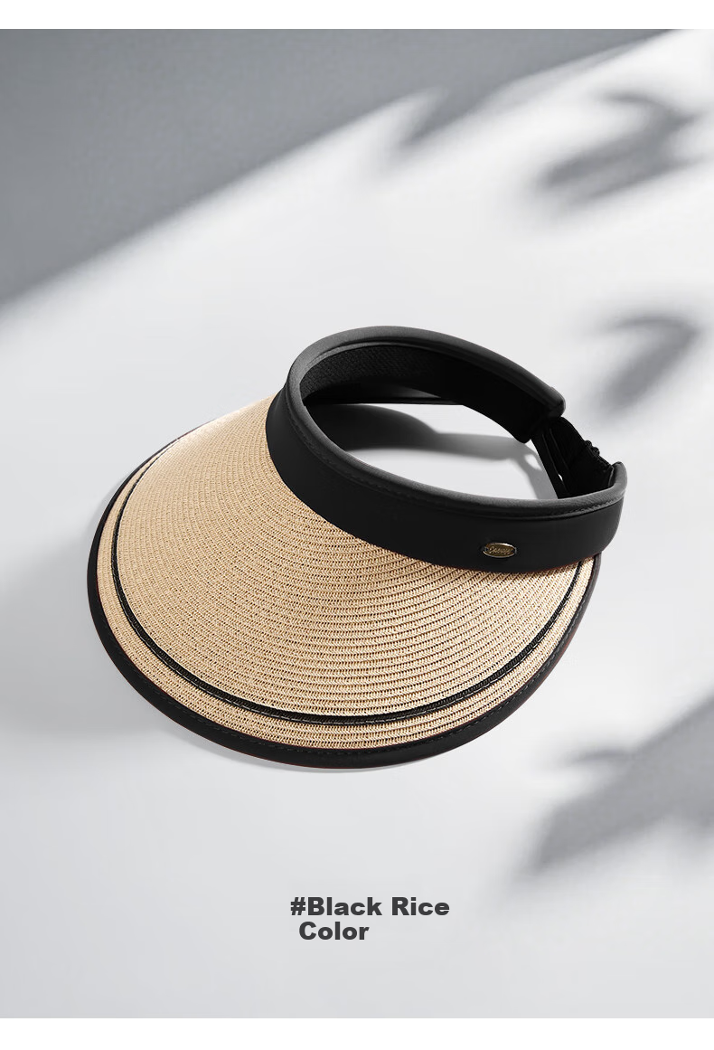 CACUSS Women's Summer Straw Sun Hat with Open Top, Wide Brim, Fashionable Floral Ribbon, Face-Slimming Sun Hat, Huaxin Coffee Color 16