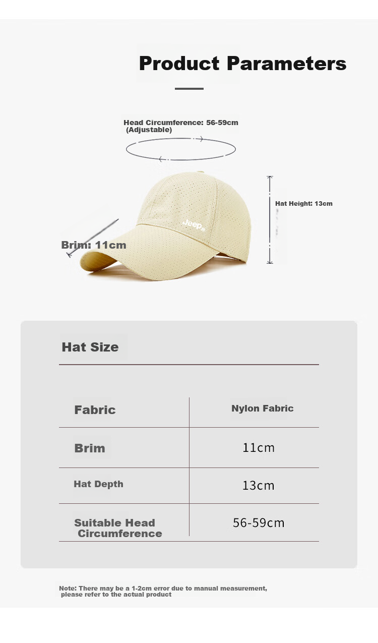 JEEP Baseball Cap for Men And Women, Summer Mesh Quick-Dry Sun Hat, Sports Casual Hiking Cap 4