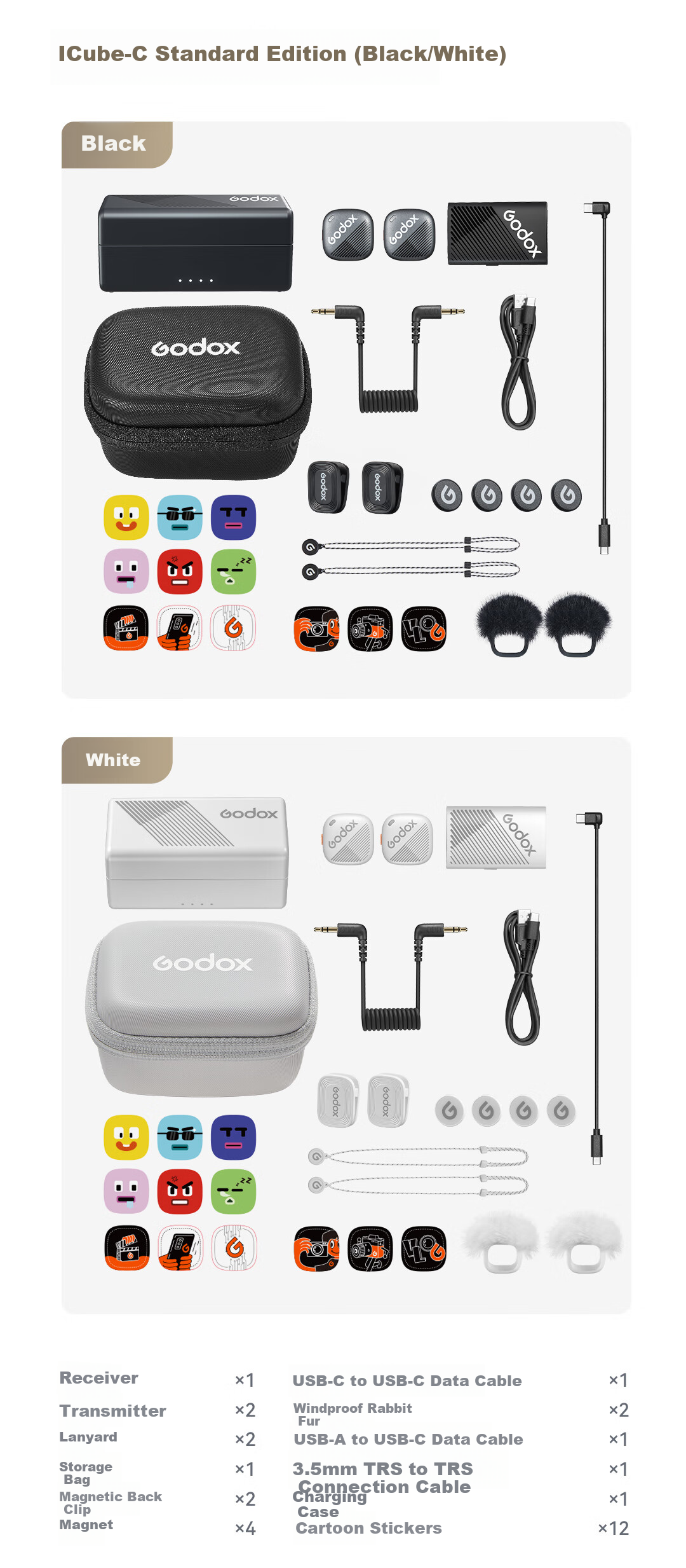 Godox Cube-C Wireless Lavalier Microphone for Outdoor Interviews, Vlog, Live Streaming, Recording, Noise Reduction, Sound Card, Mini Microphone [Camera Version One-To with C to C Phone Cable] 17