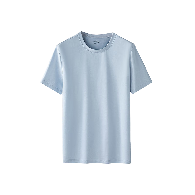 Mengyangwang Short Sleeve T-Shirt Men Xinjiang Cotton Men's Base Shirt 5A Antibacterial Crew Neck White Small T-Shirt Wearable Gray L