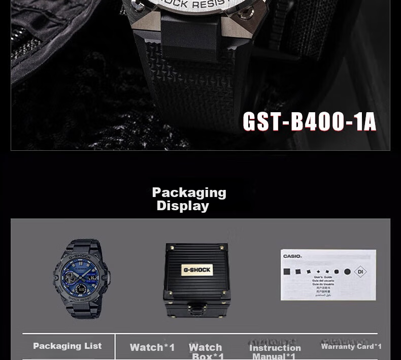 Casio Men's G-SHOCK Steel Resilient Heart Digital Watch Gift Box Edition, Gift for Boyfriend, GST-B400BB 24